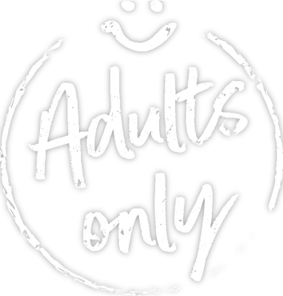 Grafik mit weißem Schriftzug Adults Only für Luxushotel Hüttenhof